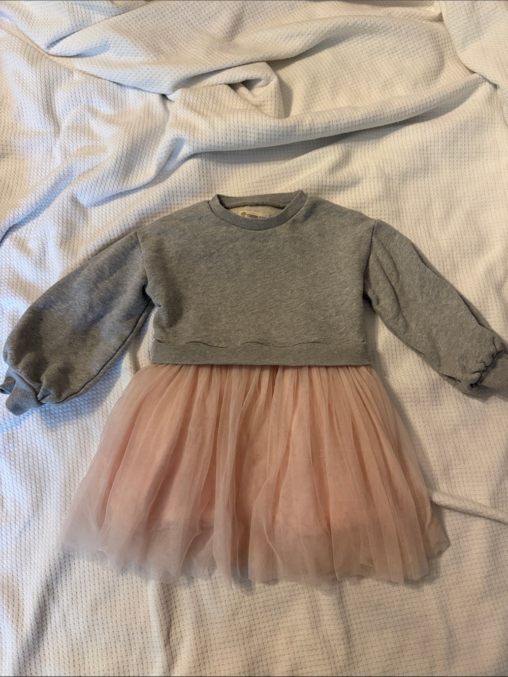 Tucker + Tate Gray Sweatshirt Top with Blush Pink Tulle Skirt Dress